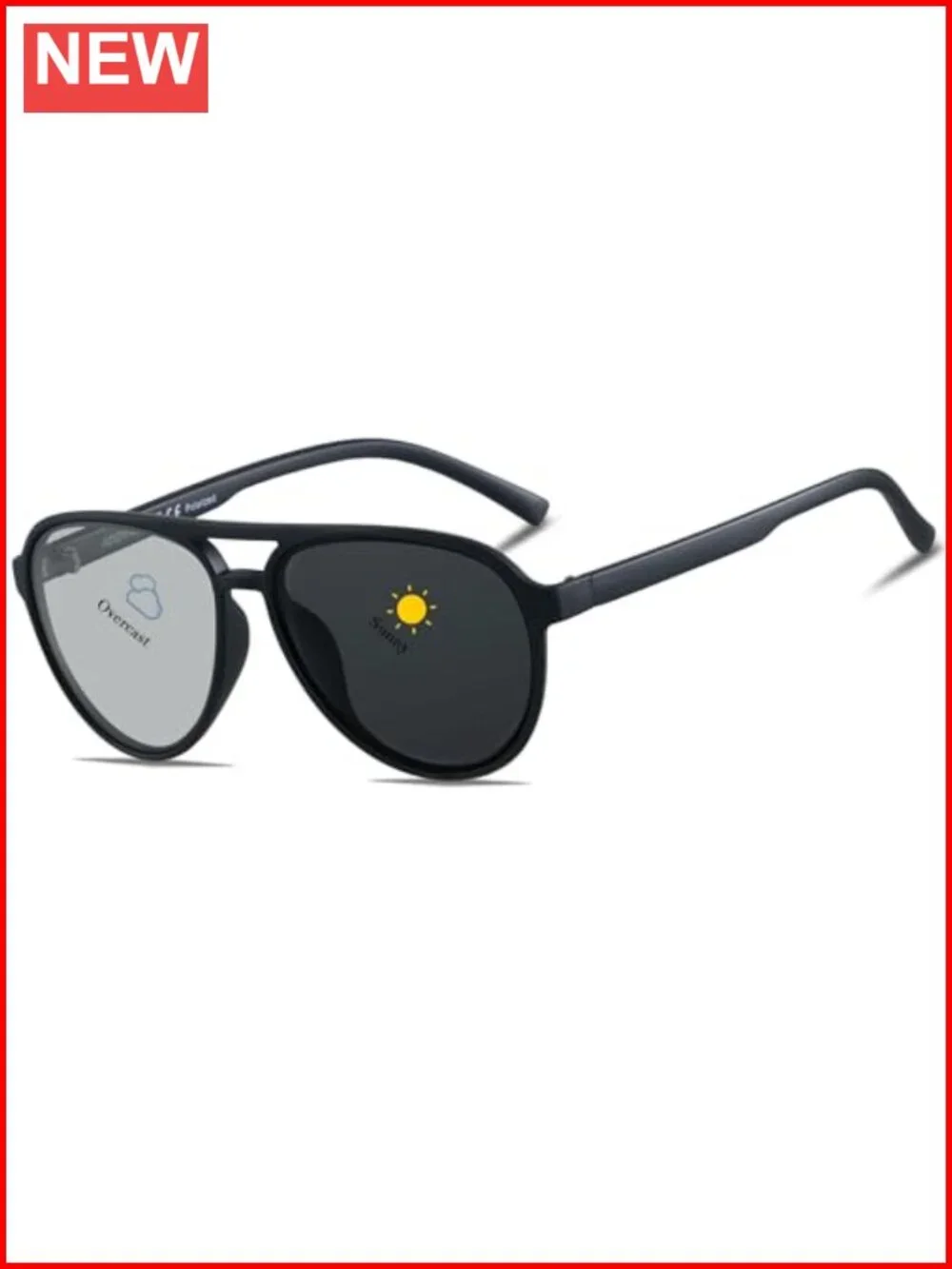 Unisex Retro Aviator Sunglasses Polarized Photochromic Square Frame UV